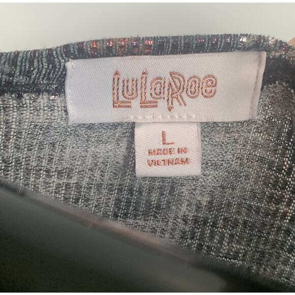LuLaRoe Sarah Cardigan Women's L Silver Bronze Black - Picture 3 of 5